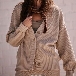 Free People Women's Free-est Hailee Tan Peyote Cotton Cardigan Size Medium